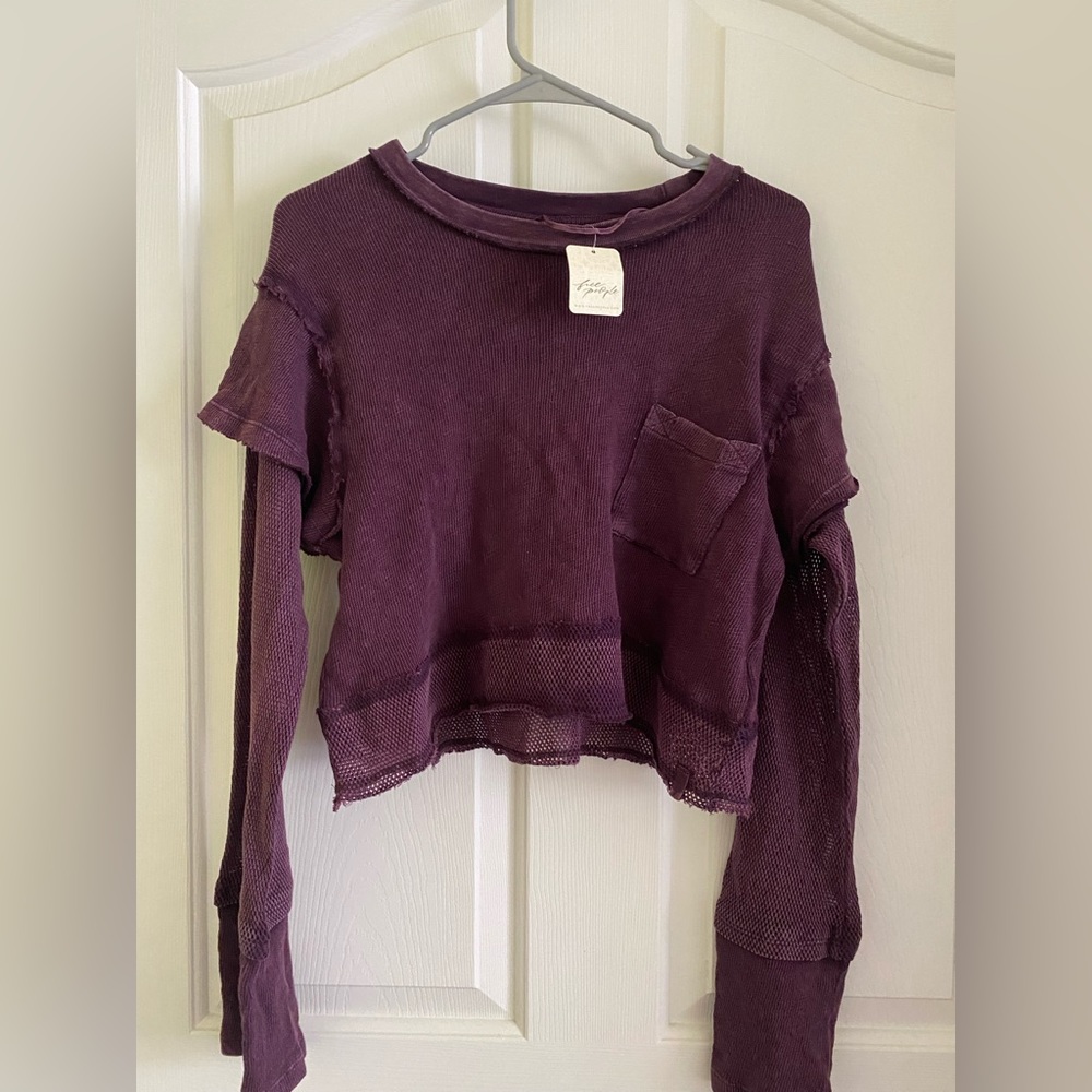 Free People unique red wine long sleeve